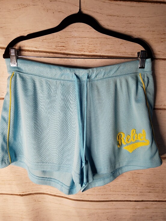 No Boundaries Pants - No Boundaries Light Blue Athletic Mesh Shorts with Yellow Trim